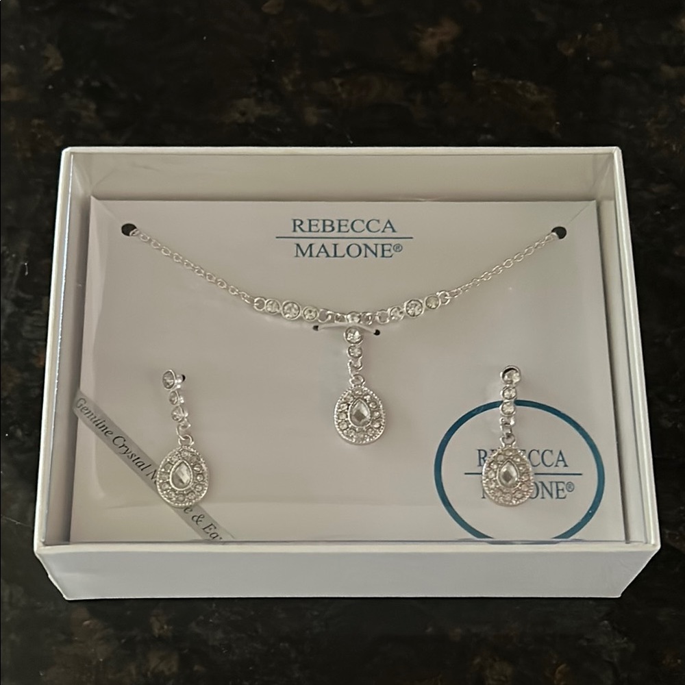 Rebecca Malone Silver Necklace and Earring Set